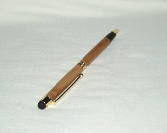 Touch Tablet Stylus Pen in Gold, Artisan Handcrafted in Rain Tree Wood,Office, School, Gift, Graduation, Christmas, Men, Women, Any Occasion