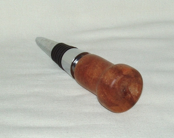 Handcrafted Plum Wood Bottle Stopper Corkscrew: Stainless Steel Barware