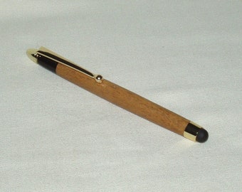 Handcrafted Brasiletta Wood Tablet Stylus with Gold Trim