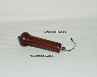 Light/Fan Pulls, Artisan Handcrafted, Set #4, Plum Wood and Amazon Rosewood