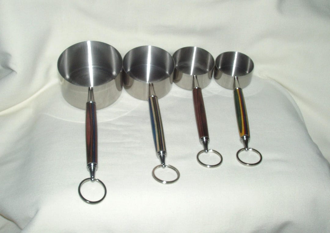 Artisan Stainless Steel Measuring Cup Set With Handcrafted Wood Handles ...