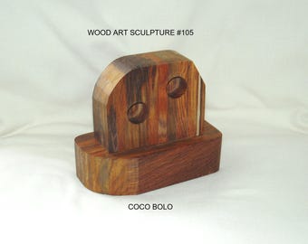 Wood Art Sculpture #105, Artisan Handcrafted, Coco Bolo Wood