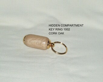 Secret/Hidden Compartment Key Ring, Artisan Handcrafted in Cork Oak Wood, Gift, Birthday, Christmas, Any Occasion
