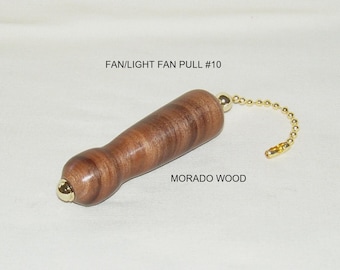 Light/Fan Pulls, Artisan Handcrafted, Set #10, Morado Wood and Butternut Wood