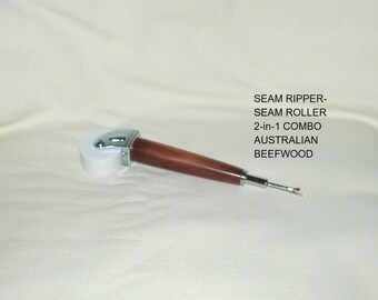 Seam Roller-Seam Ripper, 2-in-1 Combo, Artisan Handcrafted, Australian Beefwood, Chrome