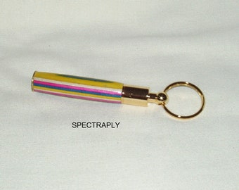 Mini Key Ring with Pen, Artisan Handcrafted in Spectraply Laminate,  Metallic Gold Finish, Mini Ballpoint Pen