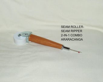 Seam Roller-Seam Ripper, 2-in-1 Combo, Artisan Handcrafted, Araracanga Wood, Chrome