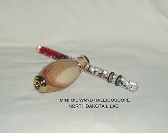Kaleidoscope, Mini Oil Wand, Artisan Handcrafted, North Dakota Lilac Wood, Gold Finish