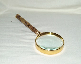 Loupe en verre, 2 puissances, poignée artisanale artisanale en bois de tamarin spalté, cadeau pour toute occasion, hommes, femmes, Noël, remise des diplômes