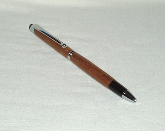 Touch Tablet Stylus Pen in Chrome, Artisan Handcrafted in Orange Shibadan Wood, Office, School, Gift, Graduation, Christmas, Men, Occasion