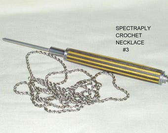 Artisan Handcrafted, Interchangeable Crochet Hook Necklace, (Crochet Hook NOT INCLUDED), Spectraply Laminate #3, Chrome Finish Metal Parts.