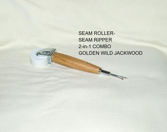 Seam Roller-Seam Ripper, 2-in-1 Combo, Artisan Handcrafted, Golden Wild Jackwood, Chrome