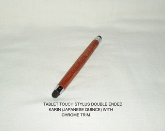 Tablet Touch Stylus, Double-Ended, Karin (Japanese Quince) & Chrome Trim, Artisan Handcrafted, Gift, Graduation, Christmas, Women, All Ages