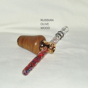 Kaleidoscope, Mini Oil Wand, Artisan Handcrafted in Russian Olive wood, Gold Plated Finish, Gift all Occasions, Graduation, Christmas