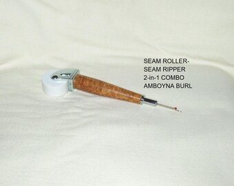 Seam Roller-Seam Ripper, 2-in-1 Combo, Artisan Handcrafted, Amboyna Burl  Wood, Chrome
