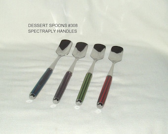 Artisan Dessert Spoons: Spectraply Laminate Handles, Set of 4