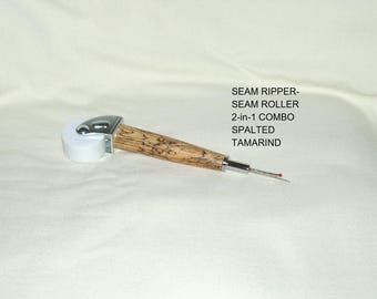 Seam Roller-Seam Ripper, 2-in-1 Combo, Artisan Handcrafted, Spalted Tamarind  Wood, Chrome