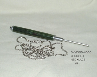 Artisan Handcrafted, Interchangeable Crochet Hook Necklace, (Crochet Hook NOT INCLUDED), Dymondwood Laminate #2, Chrome Finish Metal Parts.