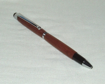 Touch Tablet Stylus Pen in Chrome, Artisan Handcrafted in Red Rejado Wood, Office, School, Gift, Graduation, Christmas, Men, Women, Occasion