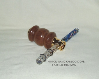 Kaleidoscope, Mini Oil Wand, Artisan Handcrafted, Figured Imbuia #12, Gold Finish