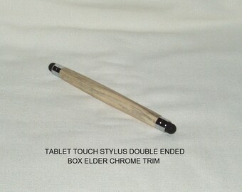 Tablet Touch Stylus, Double-Ended, Box Elder & Chrome Trim, Artisan Handcrafted, Gift, Graduation, Christmas, Women, Men, All Ages