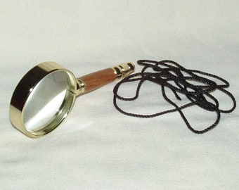 Magnifying Glass Necklace, 2.5 Power, Artisan Handcrafted Handle in Sugi Pine, Gift for Any Occasion, Men, Women, Christmas, Graduation