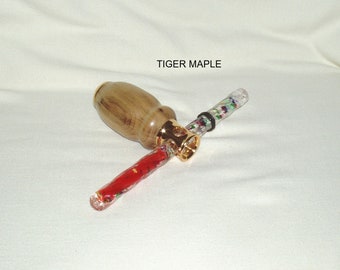 Kaleidoscope, Mini Oil Wand, Artisan Handcrafted in Tiger Maple Wood, Gold Plated Finish, Gift all Ocassions, Graduation, Christmas