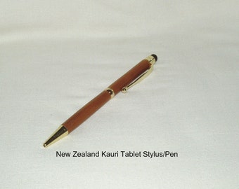 Touch Tablet Stylus Pen in Gold, Artisan Handcrafted in New Zealand Kauri,  Office, School, Gift, Graduation, Christmas, Men, Women