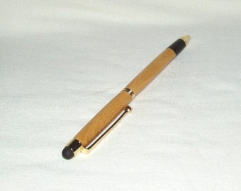 Touch Tablet Stylus Pen in Gold, Artisan Handcrafted in Wilga Wood,  Office, School, Gift, Graduation, Christmas, Men, Women, Any Occasion