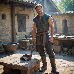Medieval Renaissance Men&#39;s Blacksmith Tunic Outfit – Sleeveless Cotton Linen Shirt with Belted Waist | Peasant Warrior Costume for LARP