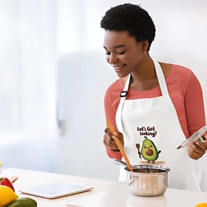 Custom Apron with Personalized Text, Logo, or Image | Add Your Own Artwork or Message | Fun Cartoon Cow Design | Perfect for chefs, homework