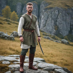Medieval Viking Warrior Tunic | Norse-Inspired Men&#39;s Costume | Historical LARP or Cosplay Outfit | Renaissance Festival Attire