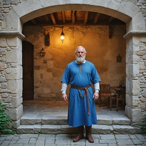 Traditional Blue Medieval Tunic for Men | Historical Viking Costume | Renaissance Peasant Outfit for Cosplay | Vintage Long-Sleeve Robe