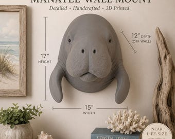 Life-Size Manatee Wall Sculpture, Realistic Coastal Marine Animal Decor, beach house decor, aquarium decor, museum decor