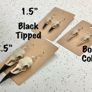 Raven Skull Earrings |  Raven Skull Replica | Gothic & Nature-Inspired Jewelry | Unique Dangle Earrings in 2 sizes bird skull earrings crow