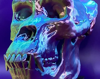 Iridescent Gorilla/Chimpanzee Skull Replica | Life-Size Art Decor