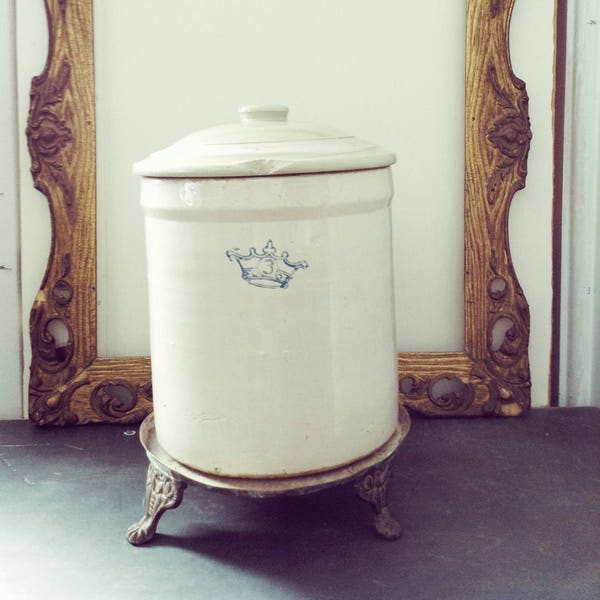Antique Ransbottom Brothers Pottery 30 Gallon Crock with Lid