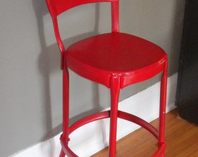 Red Metal Kitchen Stool Etsy