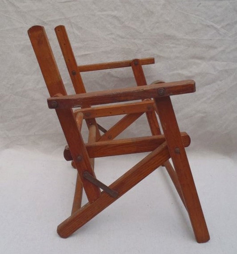 Vintage Modern Child's Folding Wood Arm Chair Etsy