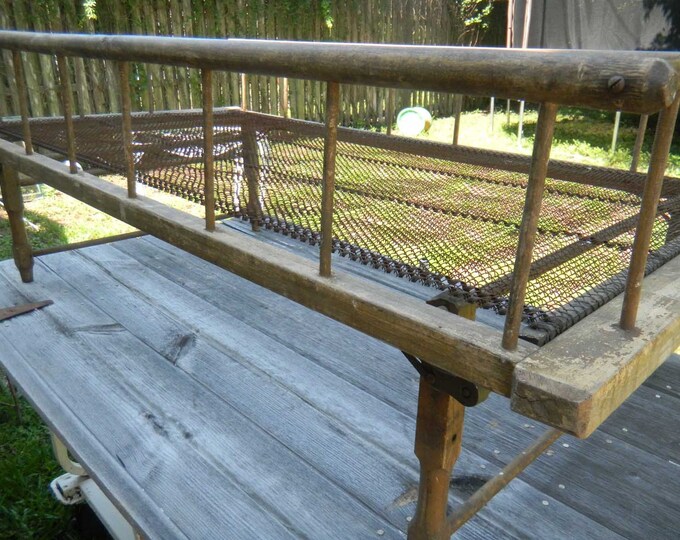 Antique Primitive Child Wood Iron Bed Folding Legs Etsy