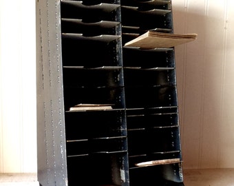 Vintage Industrial Machine Age Metal Table/Desktop Cabinet