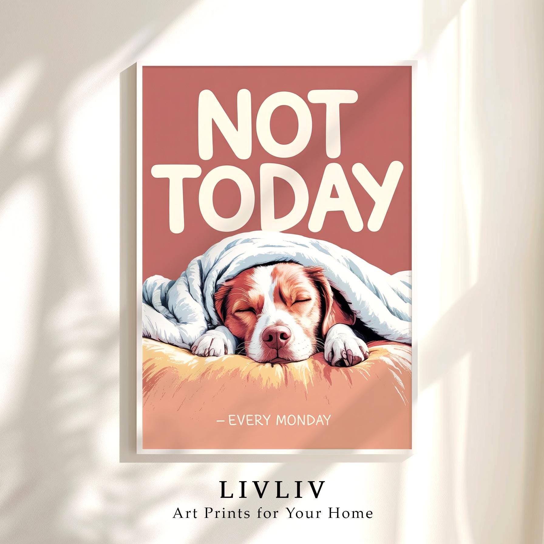 Not Today Hund Poster | Humorvolle Wandkunst | Schlafzimmer 