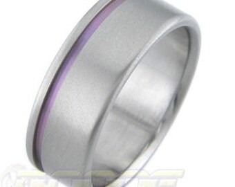 Flat with Offset Color Stripe Titanium ring