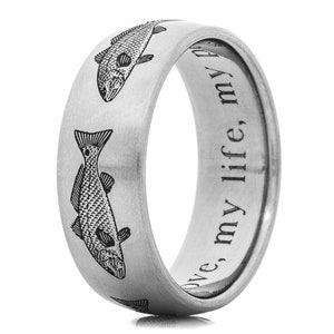 Red Fish Titanium Ring