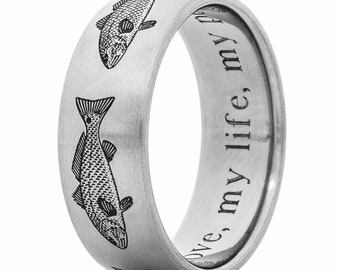 Red Fish Titanium Ring