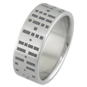 Lasergegraveerde titanium morsecodering