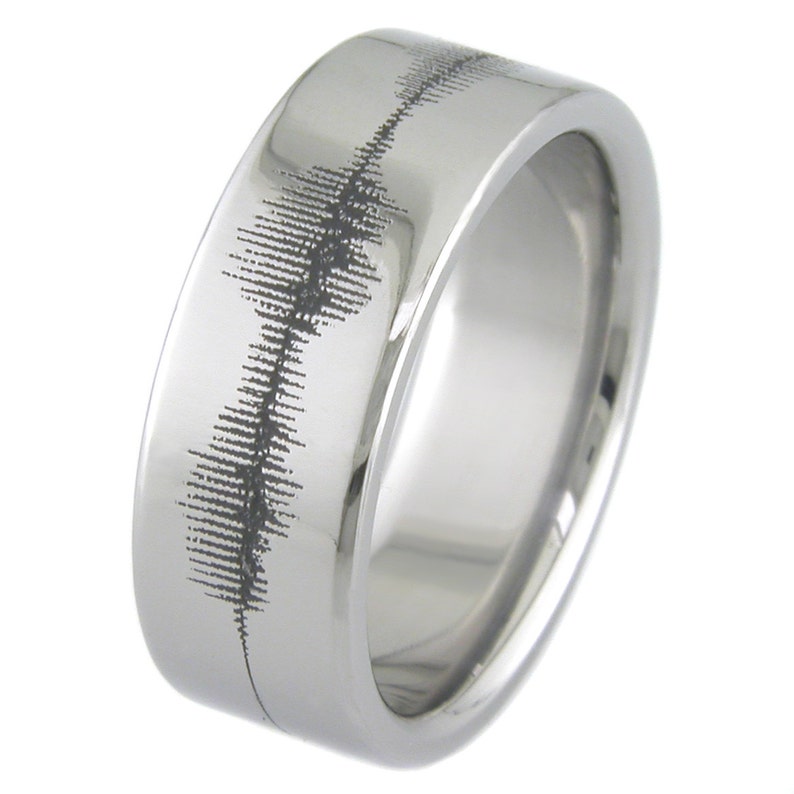 Sonic Waveform Titanium Ring Laser Engraved Etsy