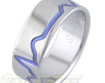 Heartbeat Blue Titanium ring