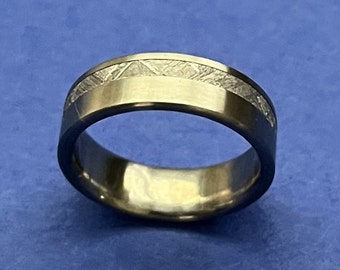 Titanium Ring with Offset Meteorite