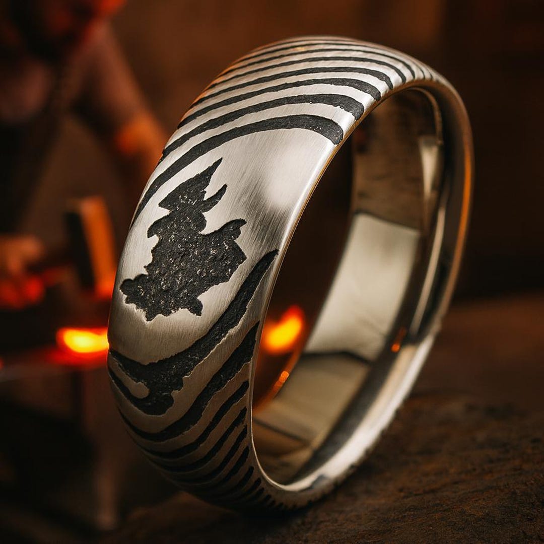 Laser Engraved Forge Pattern on Titanium Ring - Etsy